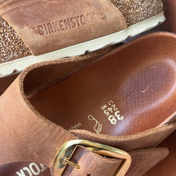 Birkenstock Gizeh Big Buckle Leather Sandals Cognac Gold 7-7.5/38 regular/wide - Picture 5 of 8